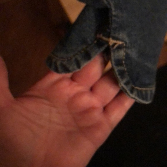 Denim capris semi distressed Embroidered pockets size 14 - Picture 5 of 12